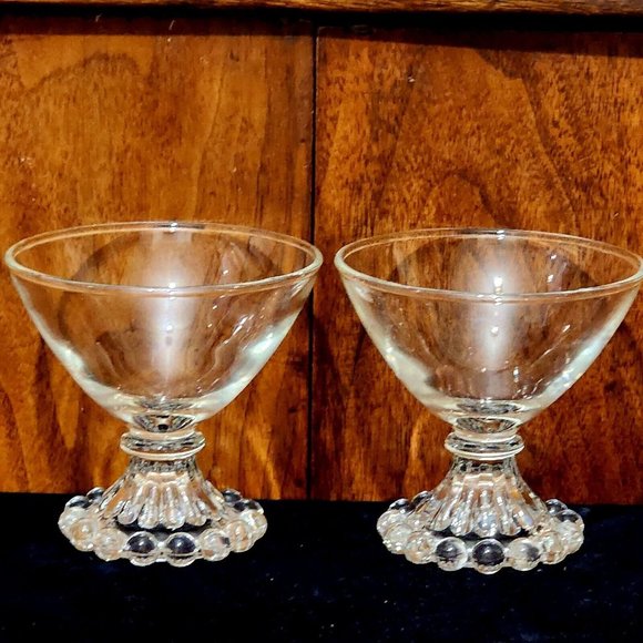 2 Anchor Hocking Boopie Coupe Champagne Glasses set 3.5" bubble glassware - Picture 1 of 8